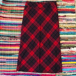 Talbots Wool Red & Black Tartan Skirt Size 8P NWT